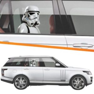 Stormtrooper perforated window decal on car