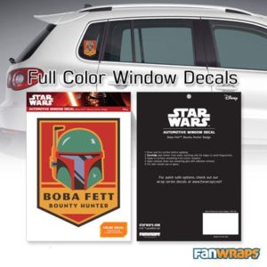 Boba Fett Bounty Hunter Badge Window Decal packaging