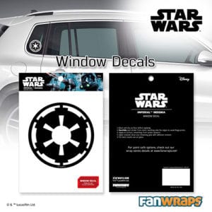 Imperial Insignia Window Decal on car and packaging