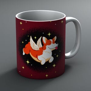 Space corgi mug red
