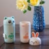 Cute Panda and Bunny (Green & Orange) 13.5 oz. Travel Cups