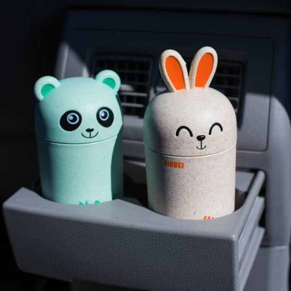 Cute Panda and Bunny (Green & Orange) 13.5 oz. Travel Cups lifestyle