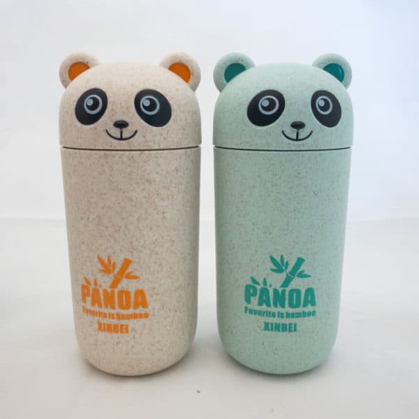 Cute Panda (Orange & Green) 13.5 oz. Travel Cups