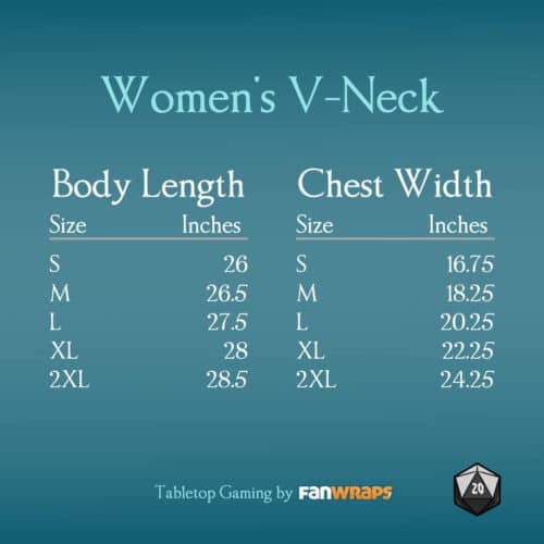 Women's V-Neck Shirt sizing chart