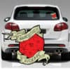 Aggressively Average 20 Sided Die Decal on car