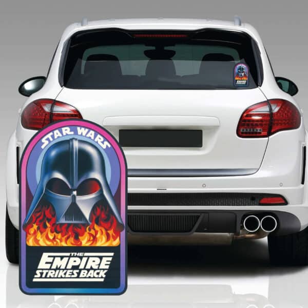 The Empire Strikes Back Automotive Window Decals featuring Darth Vader. Mocked up on a vehicle,