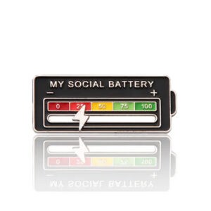 My social battery enamel pin charge level - black