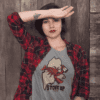 Woman wearing lobster shirt