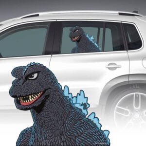 Godzilla passenger Rendering on vehicle